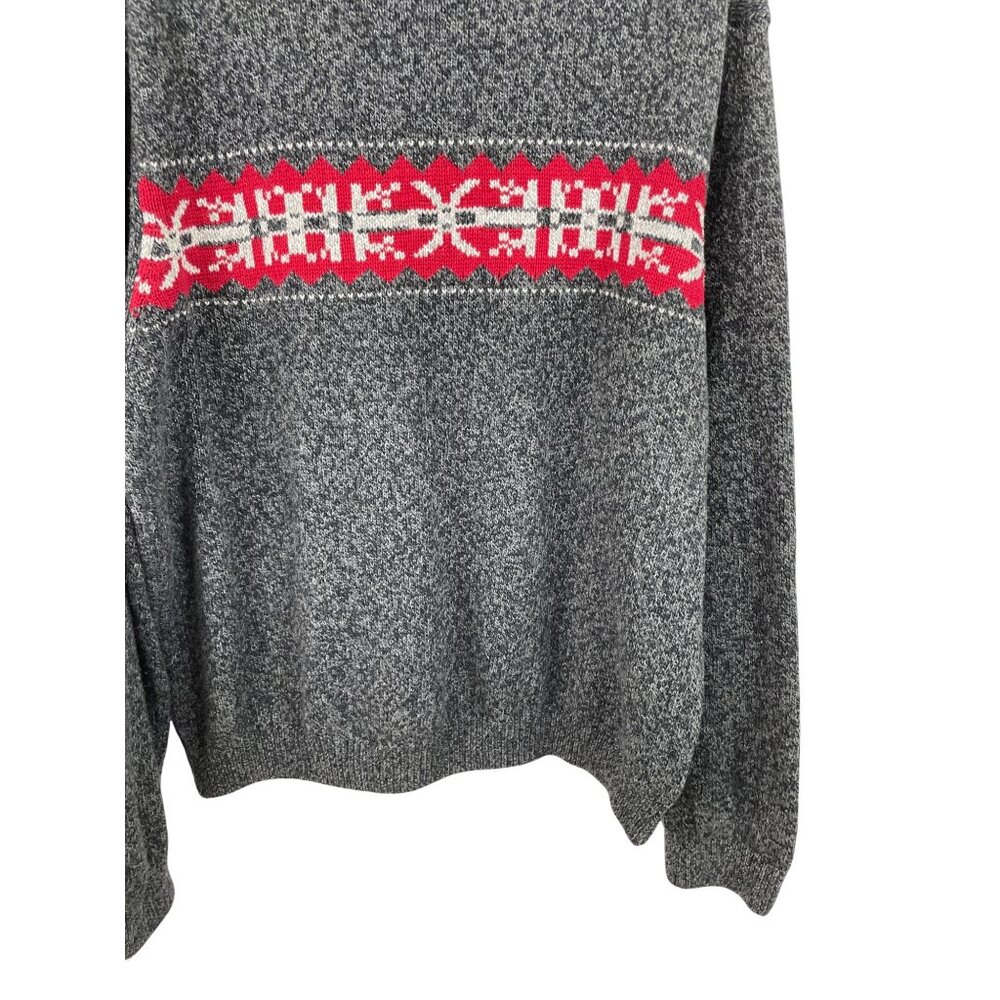 Eddie Bauer Mens Nordic Pattern Sweater XXL Gray & Red Wool Blend Crewneck - Picture 7 of 12